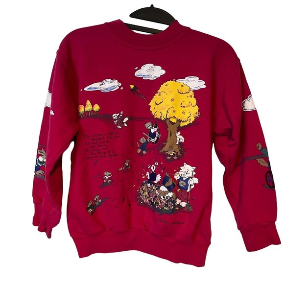 Northern Getaway Sweatshirt Girls Sm Playful Kitten Mice Dogs Best Friends Pink - Picture 13 of 13